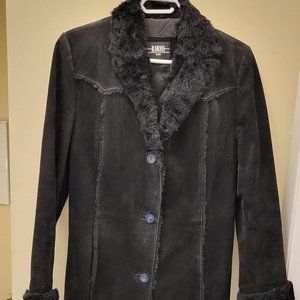 Black Suede Coat - Country - Boho sz S